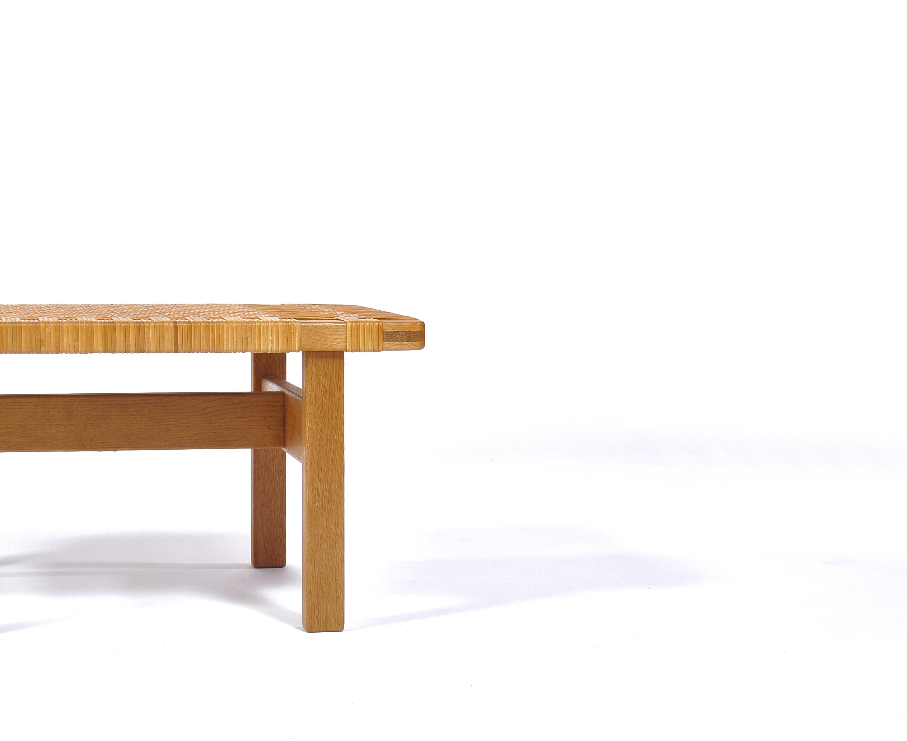 Hand-Woven Borge Mogensen Oak and Cane/Rattan Benches or Side Tables, 1960s