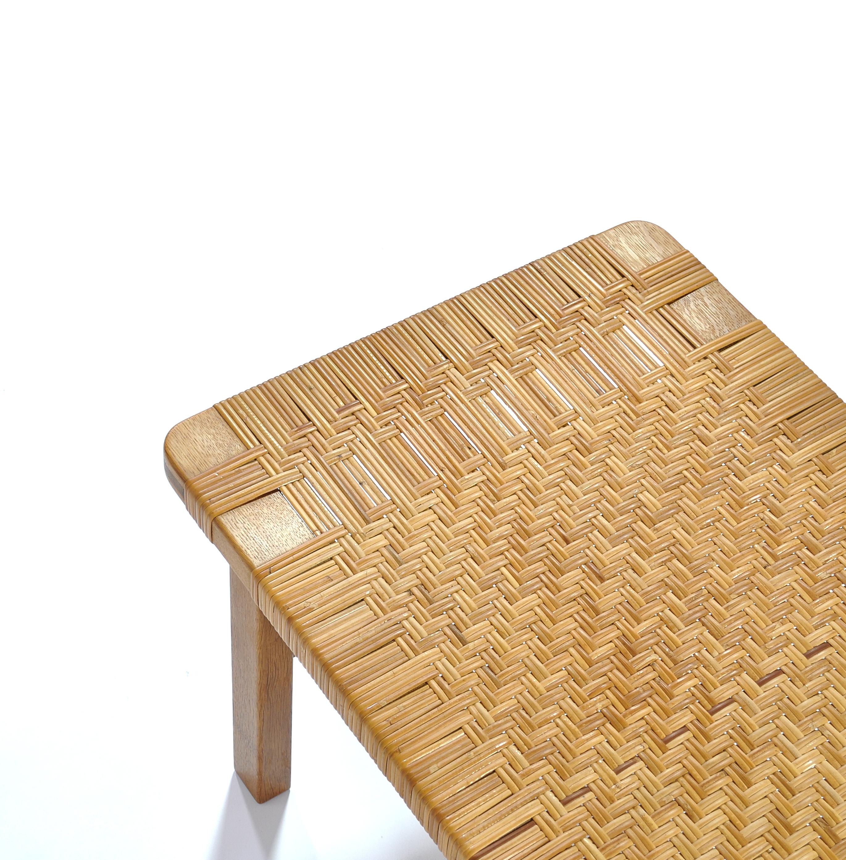 Borge Mogensen Oak and Cane/Rattan Benches or Side Tables, 1960s In Good Condition In Odense, DK