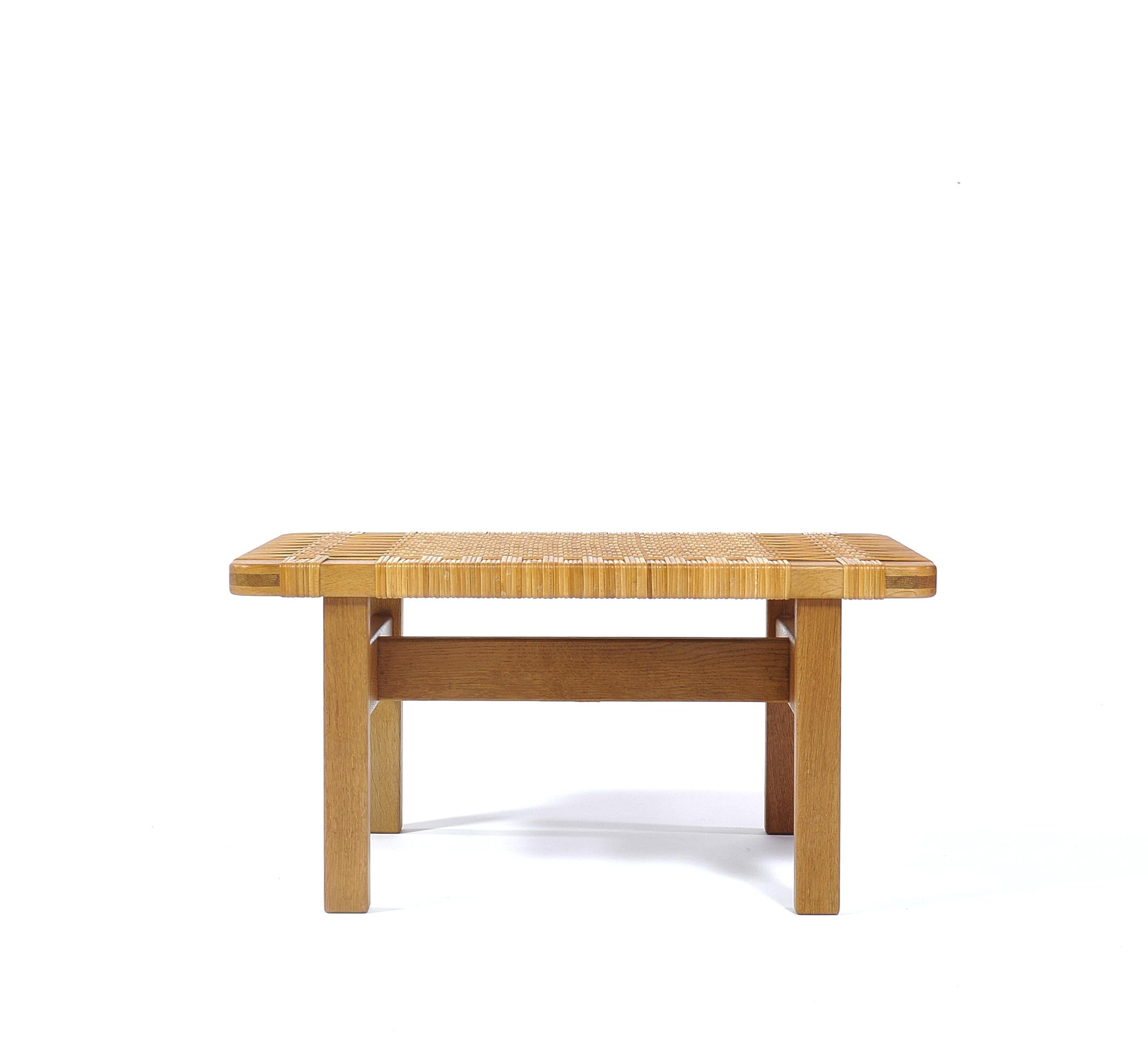 Mid-20th Century Borge Mogensen Oak and Cane/Rattan Benches or Side Tables, 1960s
