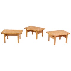 Borge Mogensen Oak and Cane/Rattan Benches or Side Tables, 1960s