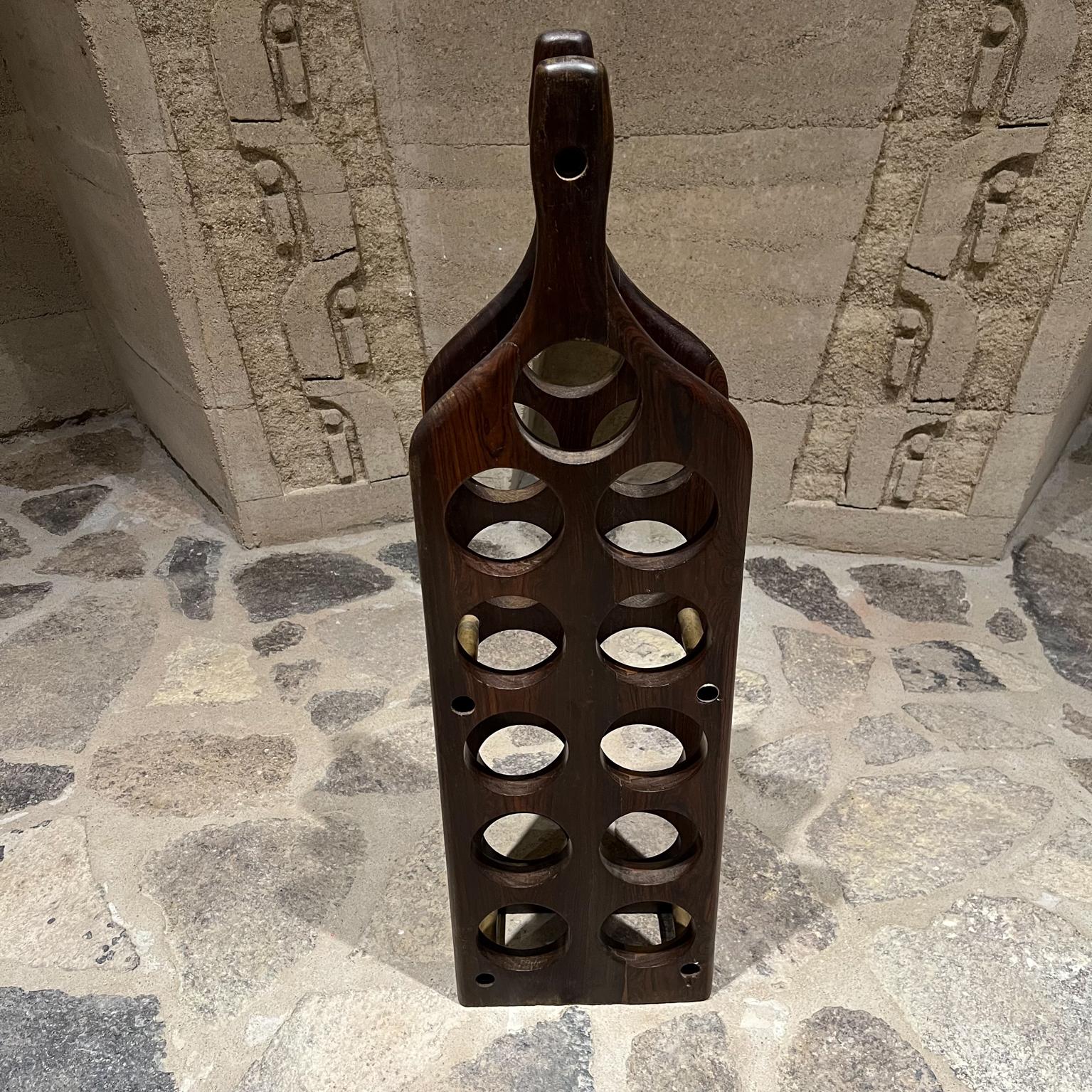 Mexican 1960s Bottle Shaped Wine Rack in Exotic Woods Don Shoemaker Mexico For Sale