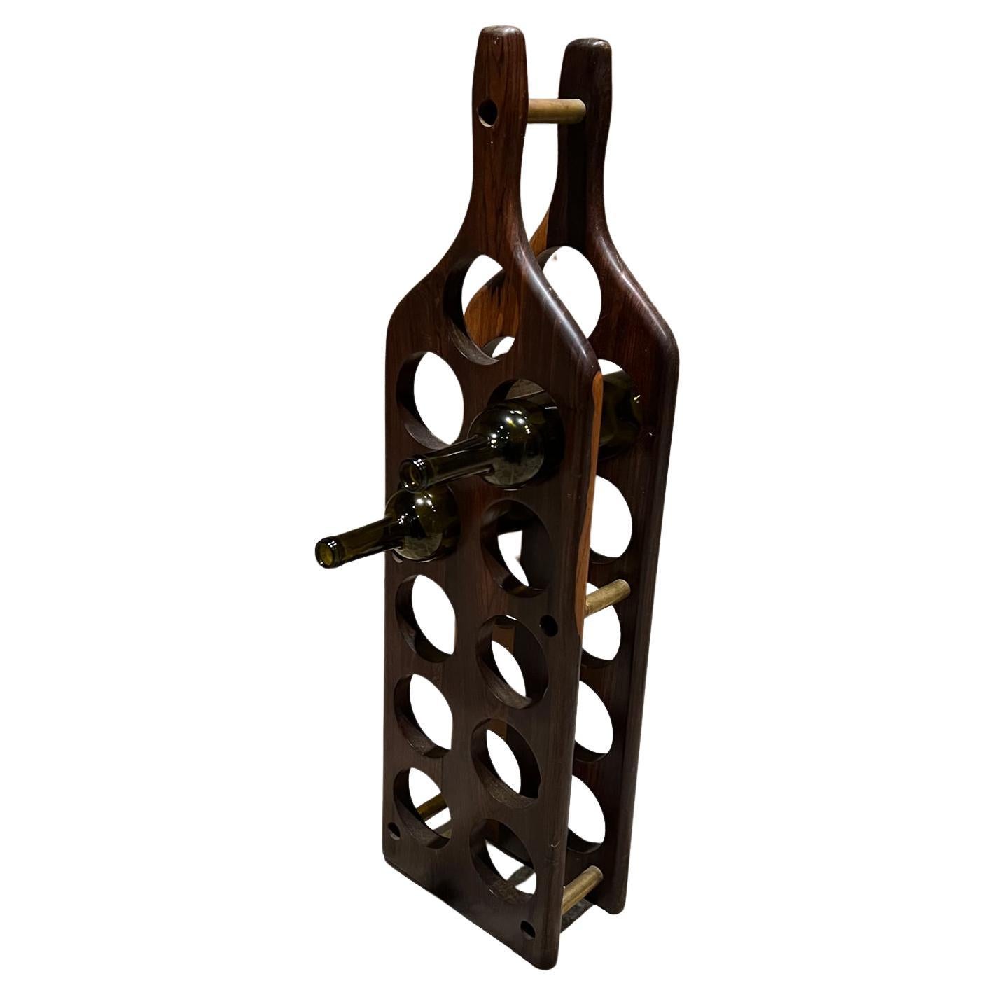 1960s Bottle Shaped Wine Rack in Exotic Woods Don Shoemaker Mexico