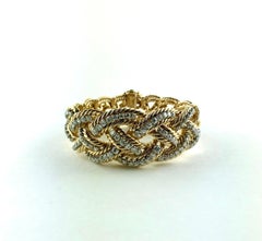 1960s Boucheron Diamond Yellow Gold Platinum Braided Bracelet