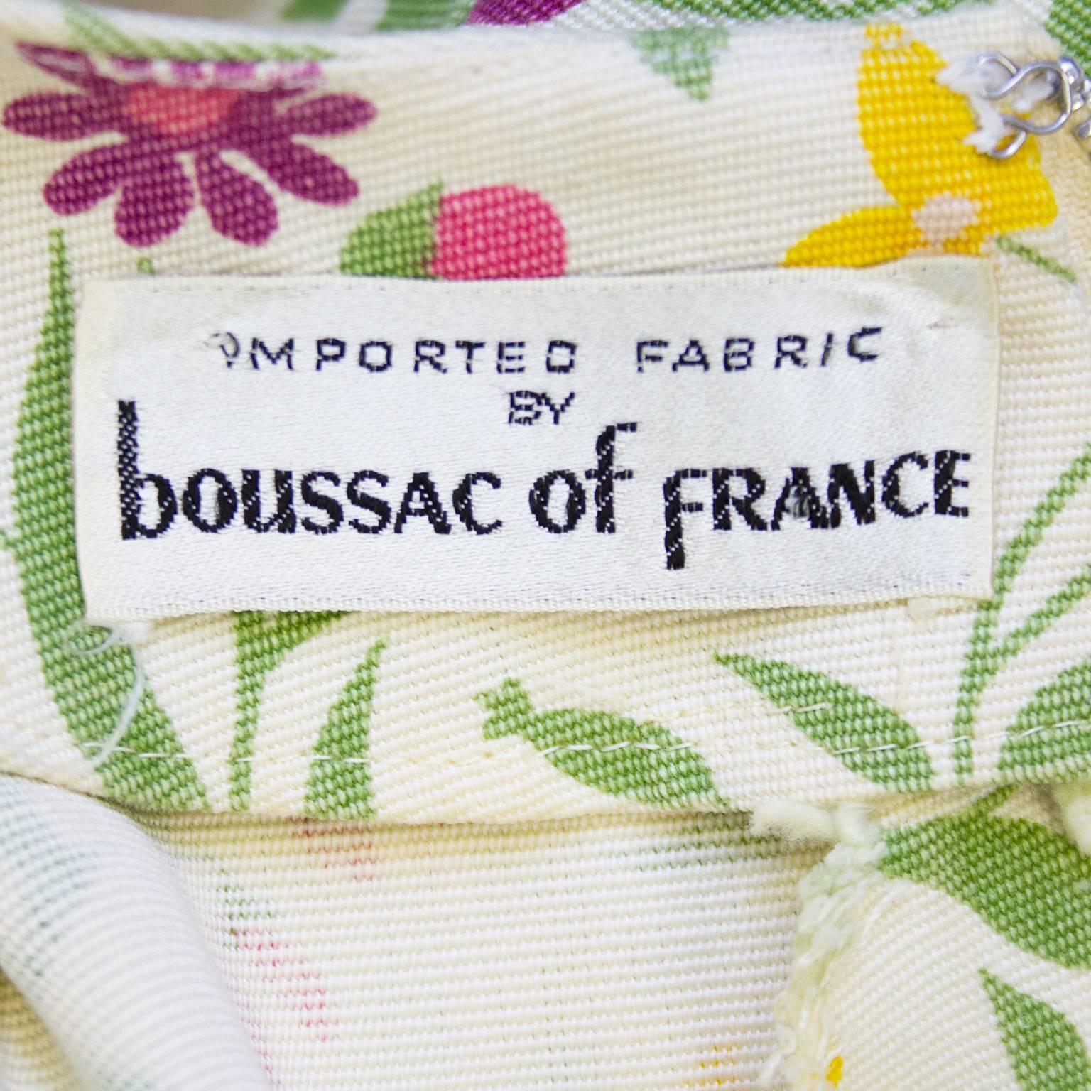 1960s Boussac of France Cotton Floral Day Dress with Bow Belt Detail  2