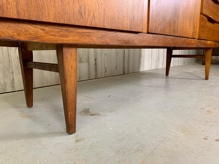 1960s Bow Front Teak Credenza For Sale 6