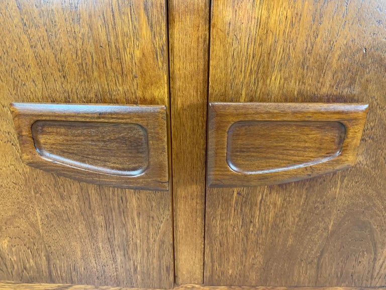 Laminate 1960s Bow Front Teak Credenza For Sale