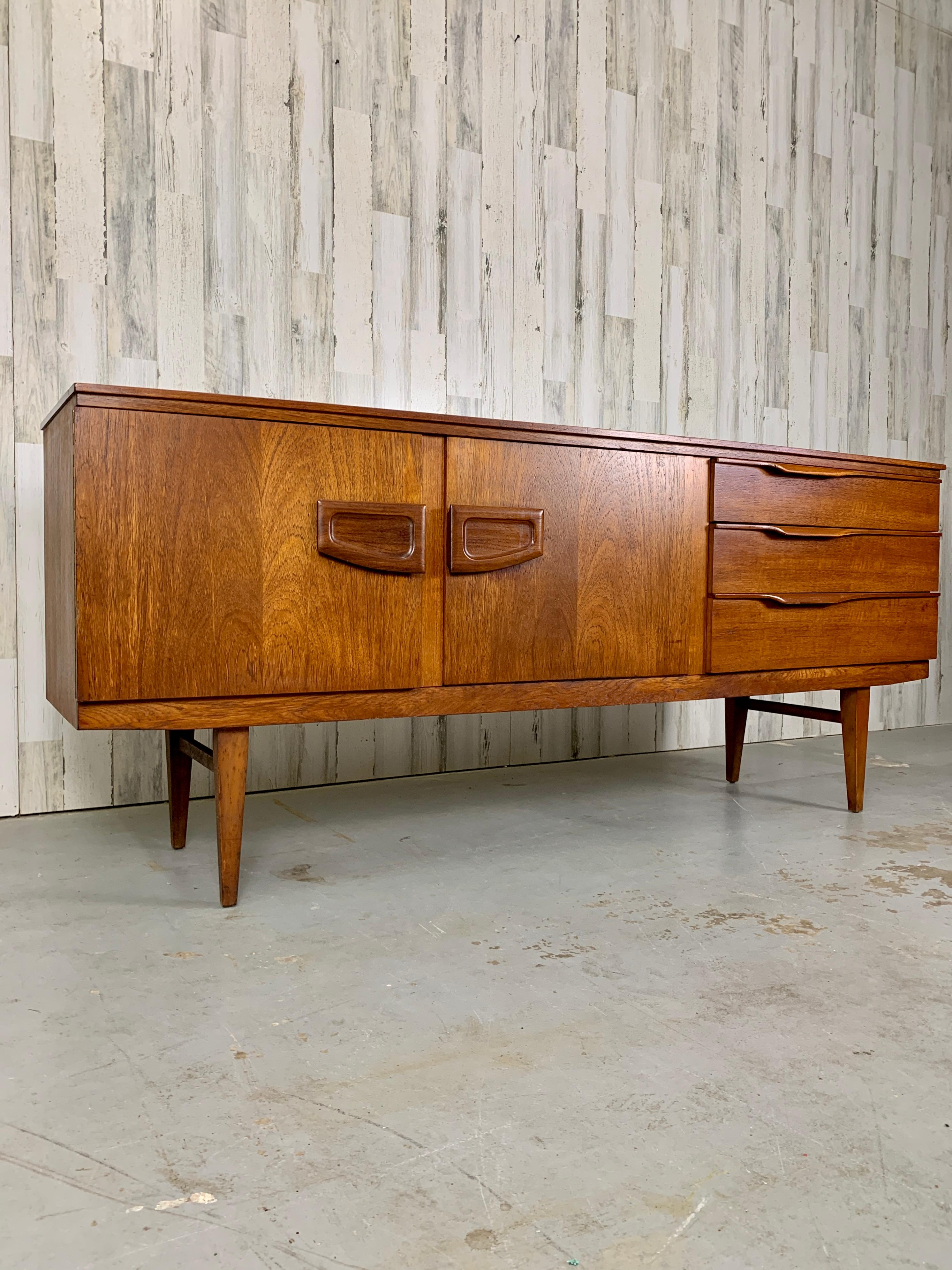 Wood 1960s Bow Front Teak Credenza For Sale