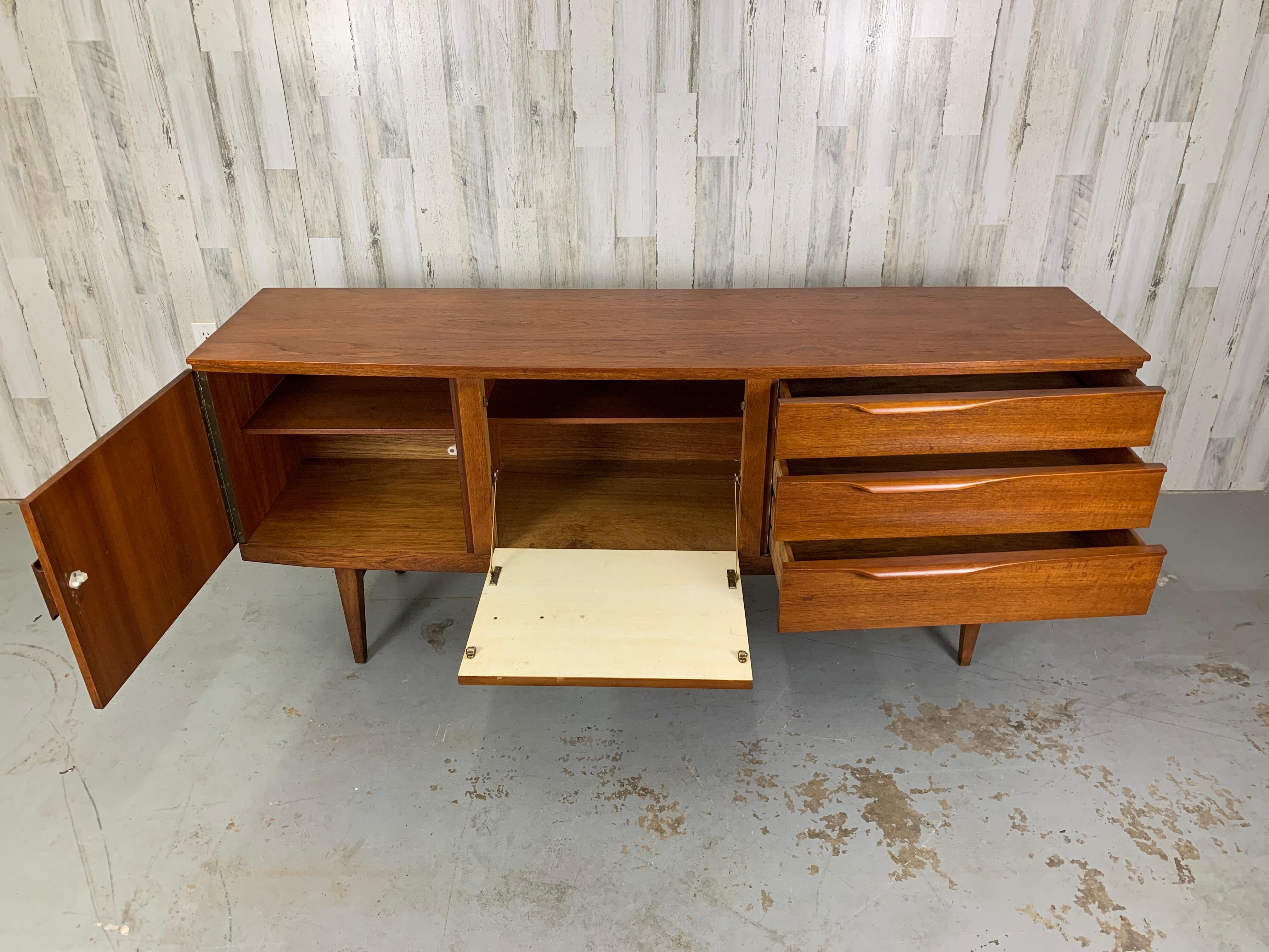 1960s Bow Front Teak Credenza For Sale 1