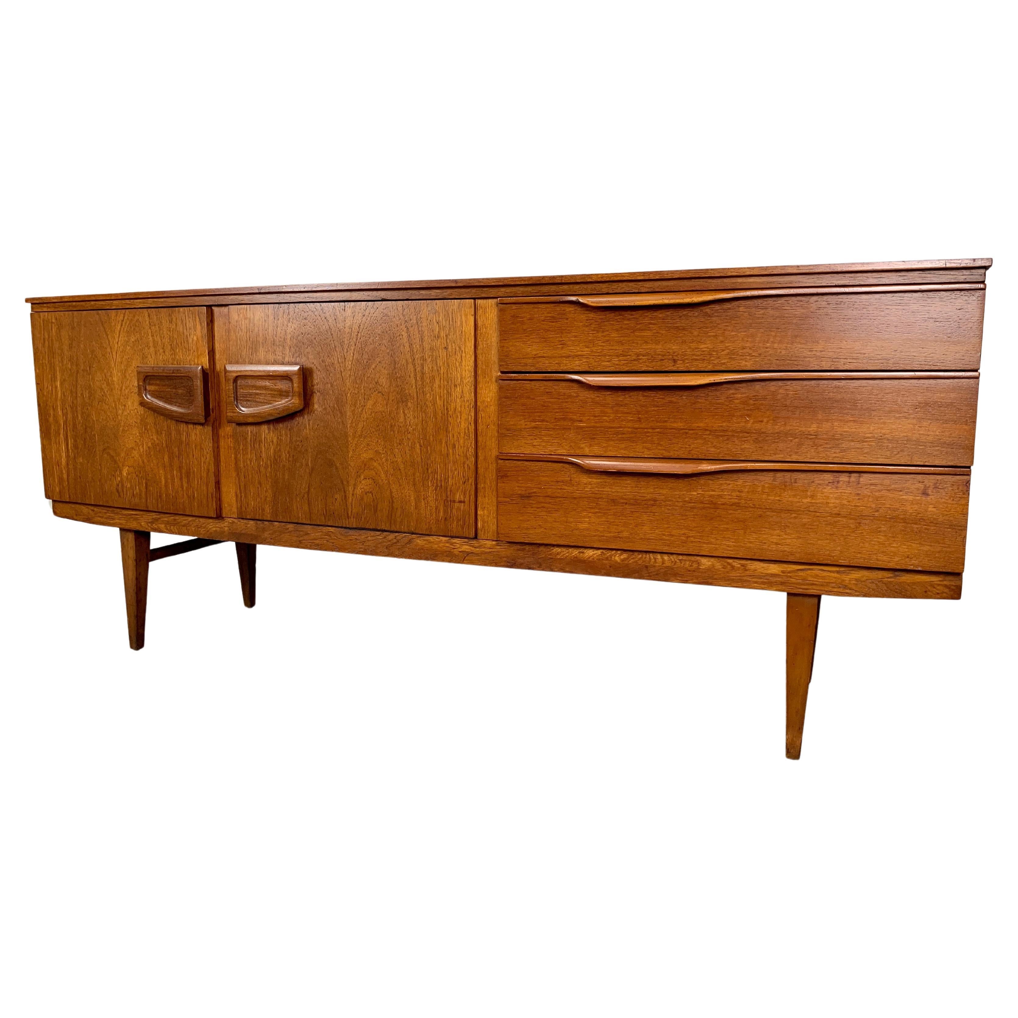 1960s Bow Front Teak Credenza For Sale