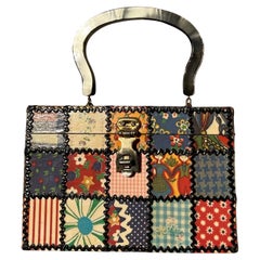 1960s Box Purse Patchwork Decoupage w/ Lucite