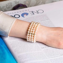 1960s Bracelet with Japanese Cultured Pearls and Natural Turquoise – Signed SANZ