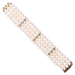 1960s Bracelet with Japanese Cultured Pearls and Natural Turquoise – Signed SANZ