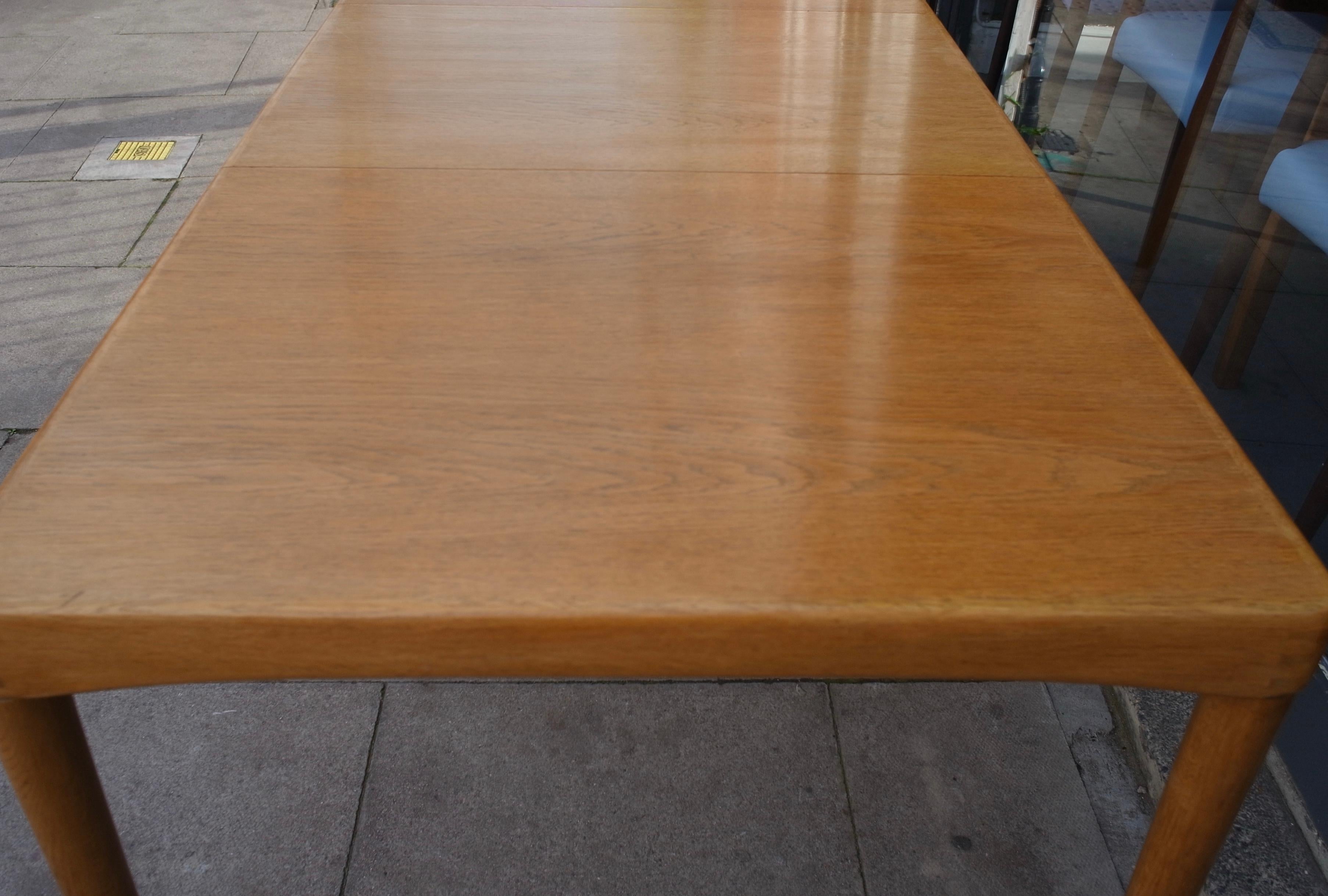 1960s Bramin Hw Klein Rectangular Oak Extendable Dining Table 10