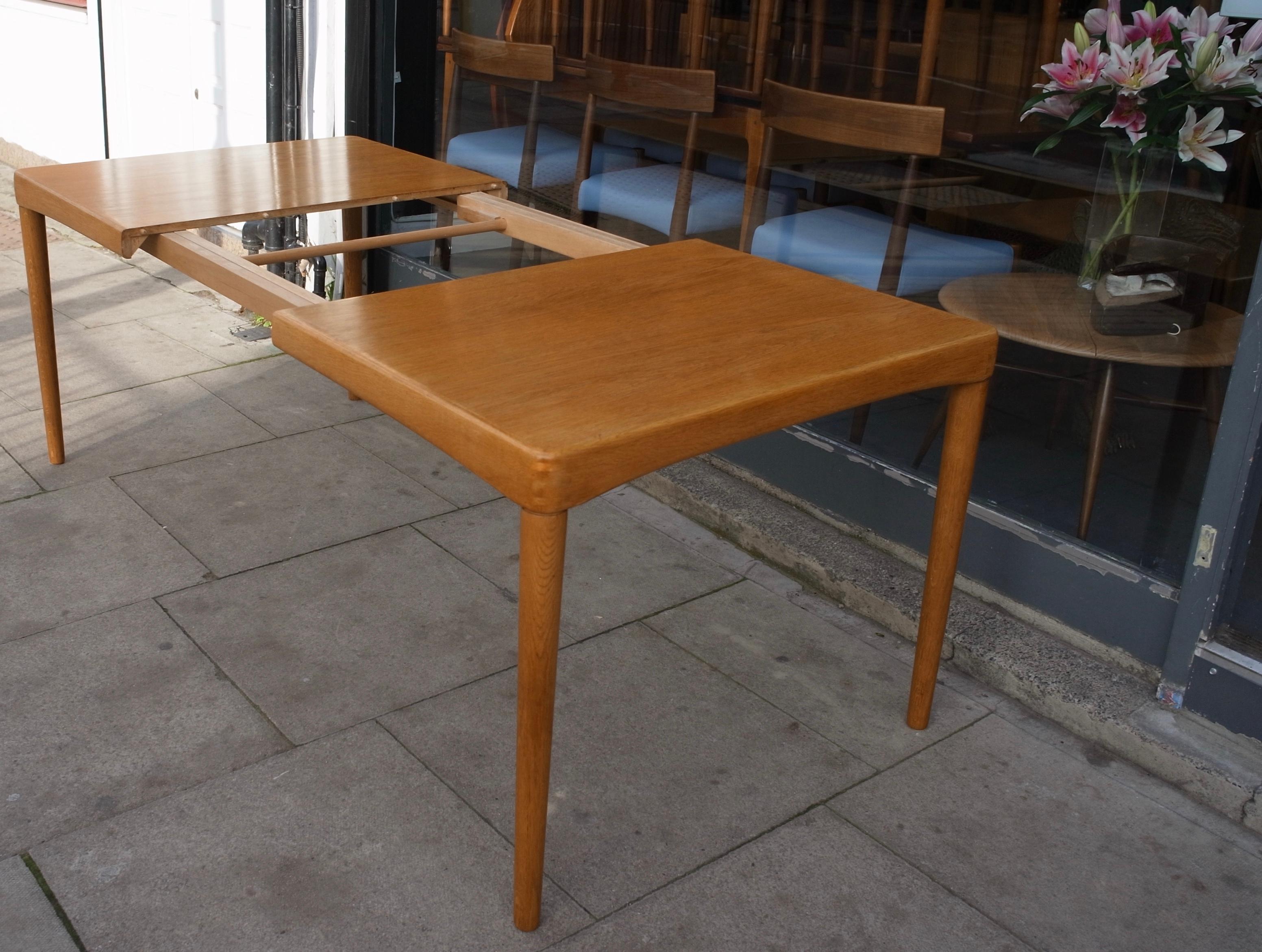 1960s Bramin Hw Klein Rectangular Oak Extendable Dining Table 11