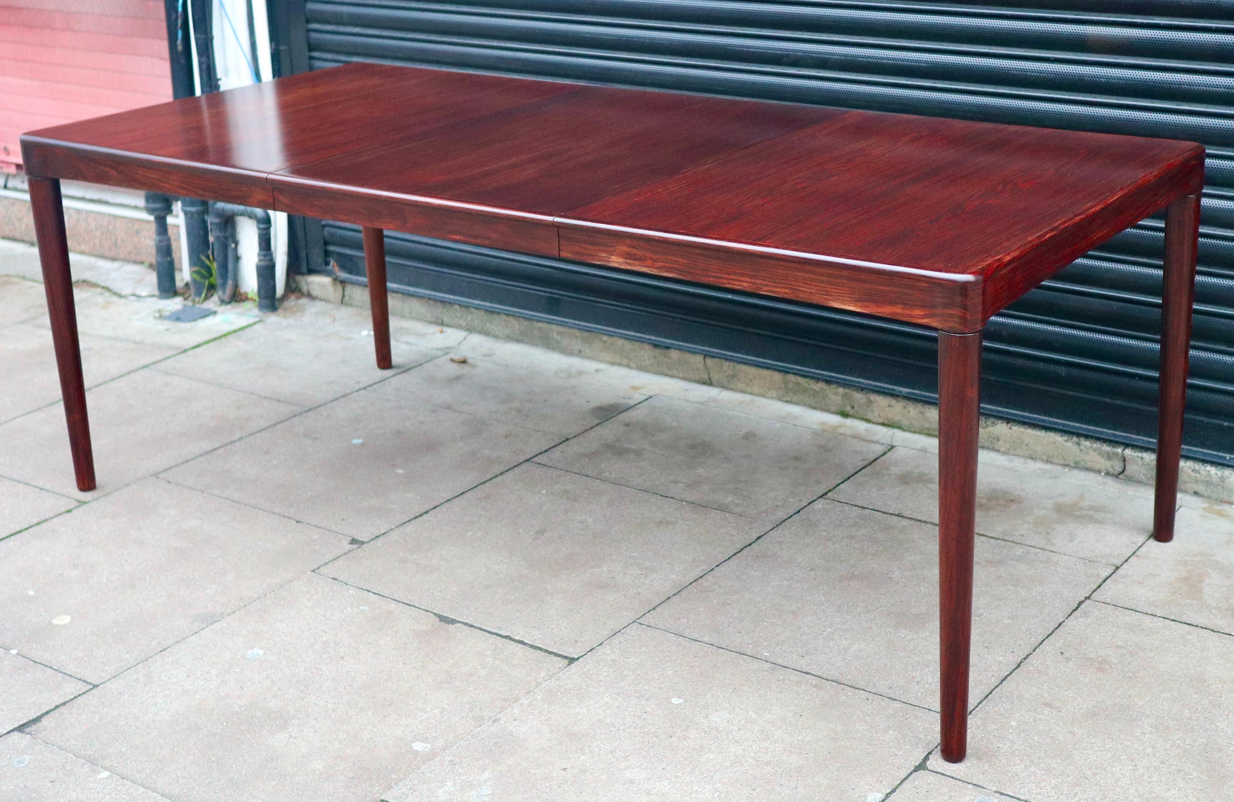 1960s Bramin HW Klein Rectangular Rosewood Extendable Dining Table For Sale 4