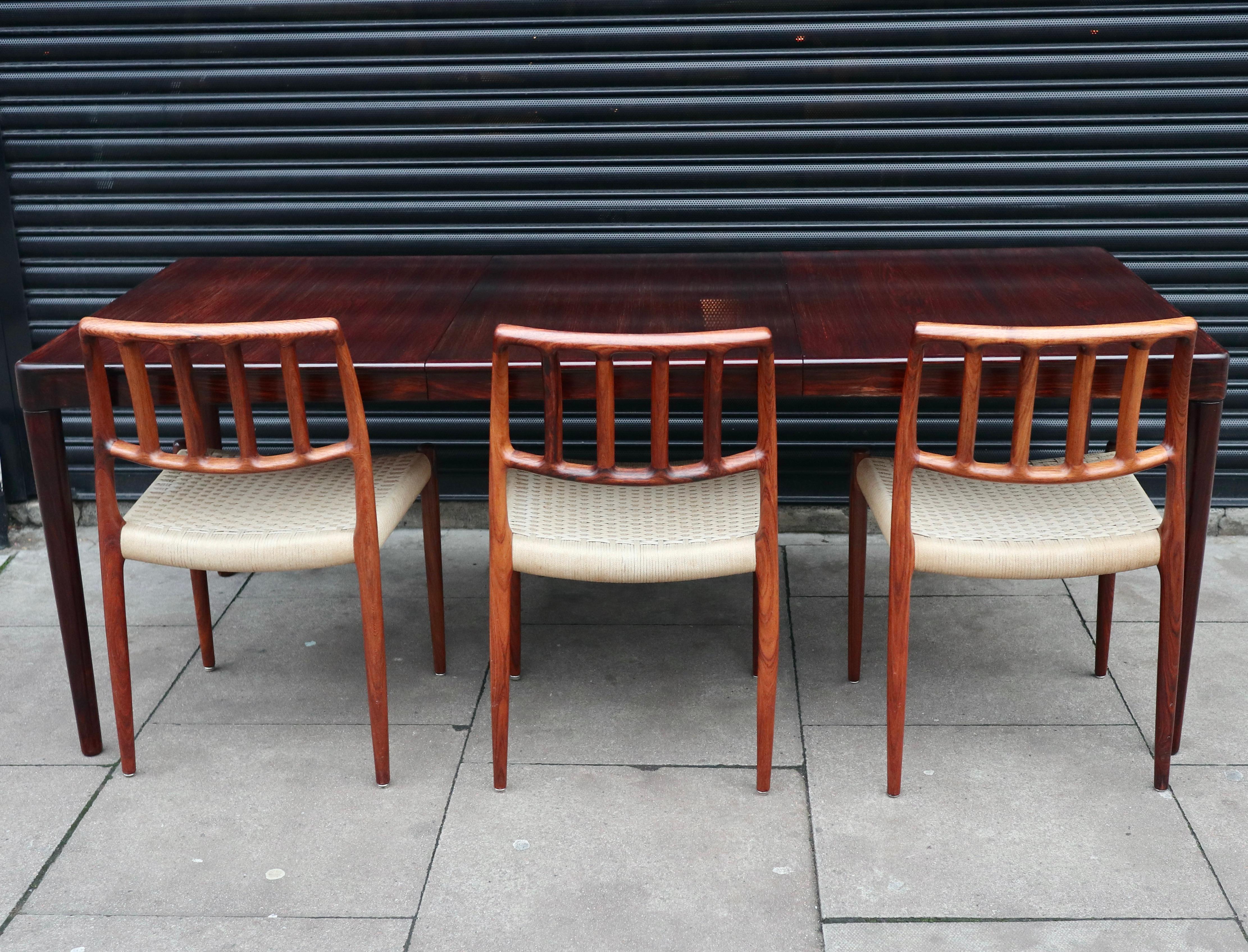 1960s Bramin HW Klein Rectangular Rosewood Extendable Dining Table For Sale 7