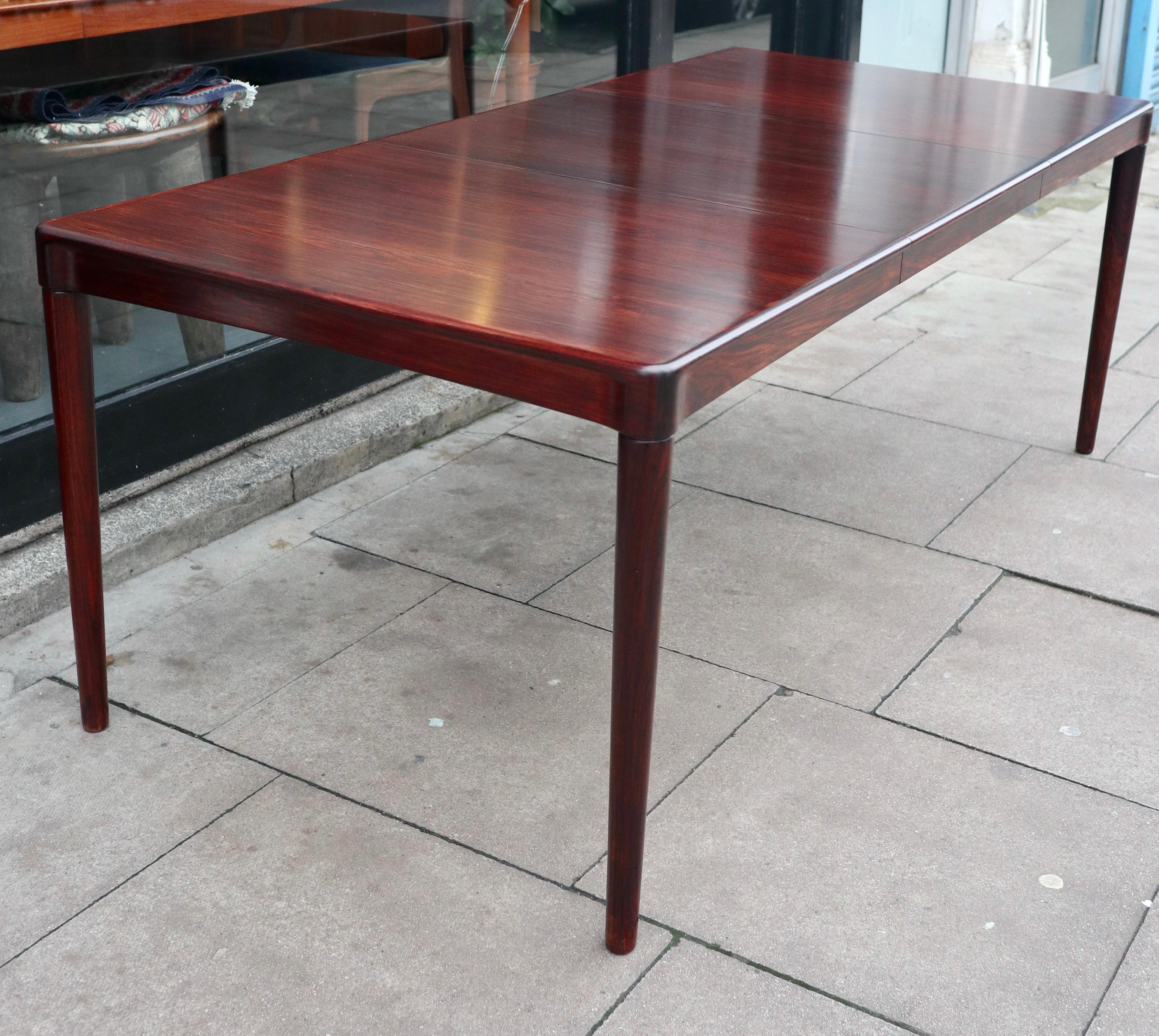 1960s Bramin HW Klein Rectangular Rosewood Extendable Dining Table For Sale 2