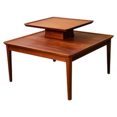 1960s Brandt Solid Mahogany Two-Tier Square Side Table
