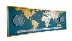 1960er Braniff Airlines World Map Doomsday-Uhr mitprogrammierbarer Beleuchtung