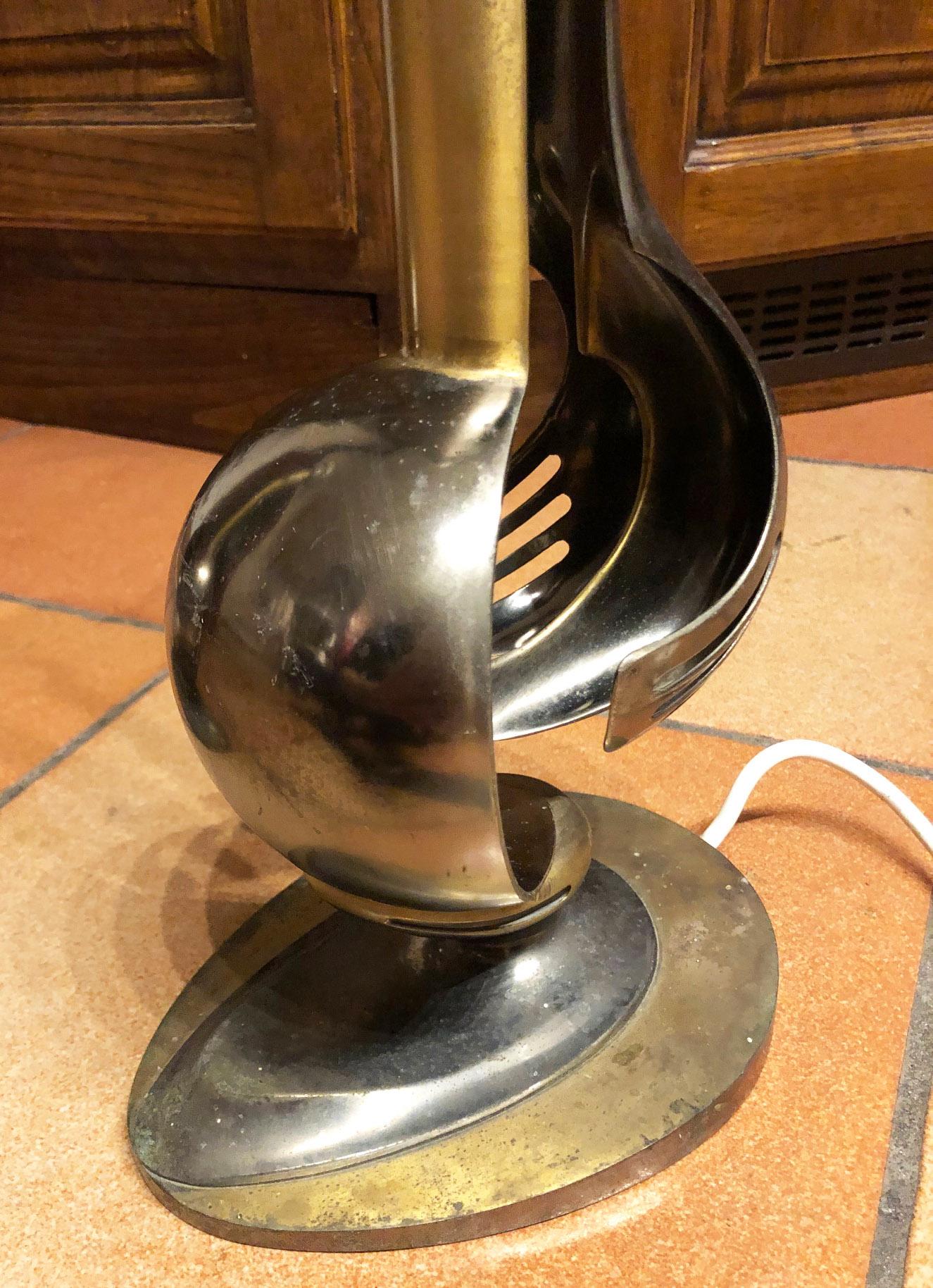 1960s Brass and Alloy Lamp Italian Design In Fair Condition In Buggiano, IT