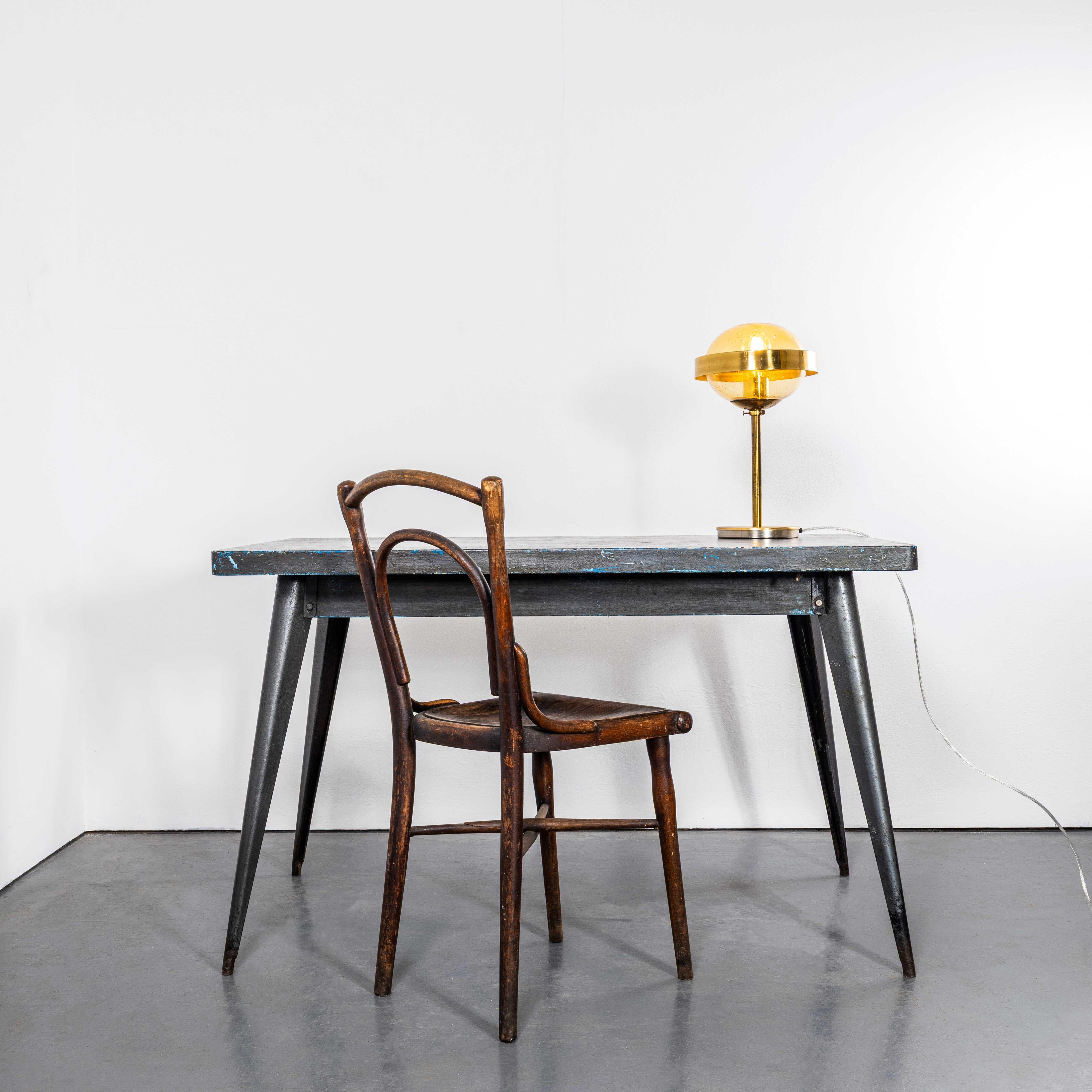 Czech 1960’s Brass And Amber Glass Table Lamp For Sale