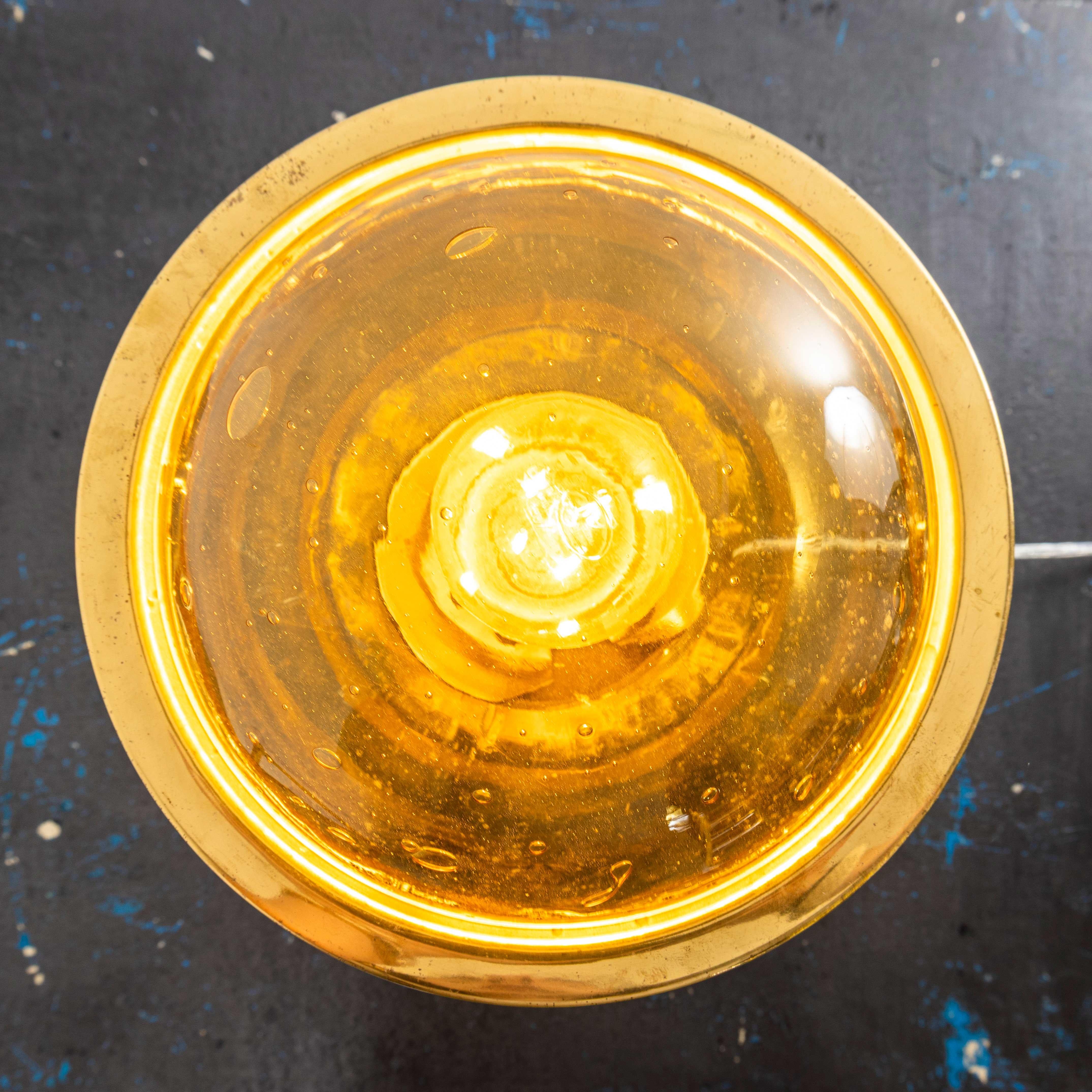 1960’s Brass And Amber Glass Table Lamp For Sale 4