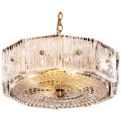 1960s, Brass and Clear Crystal Pendant by Carl Fagerlund for Orrefors
