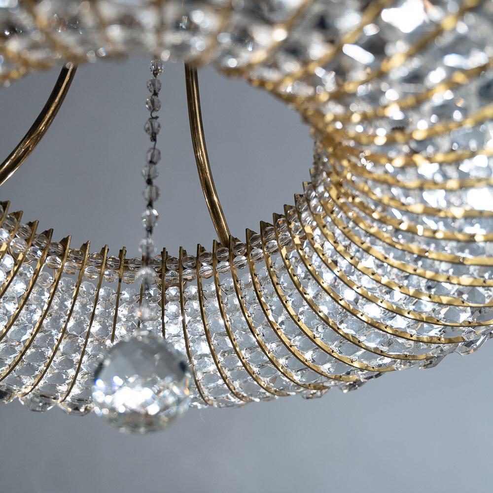 1960s Brass and Crystal Glass Chandelier in the Style of Lobmeyr For Sale 14