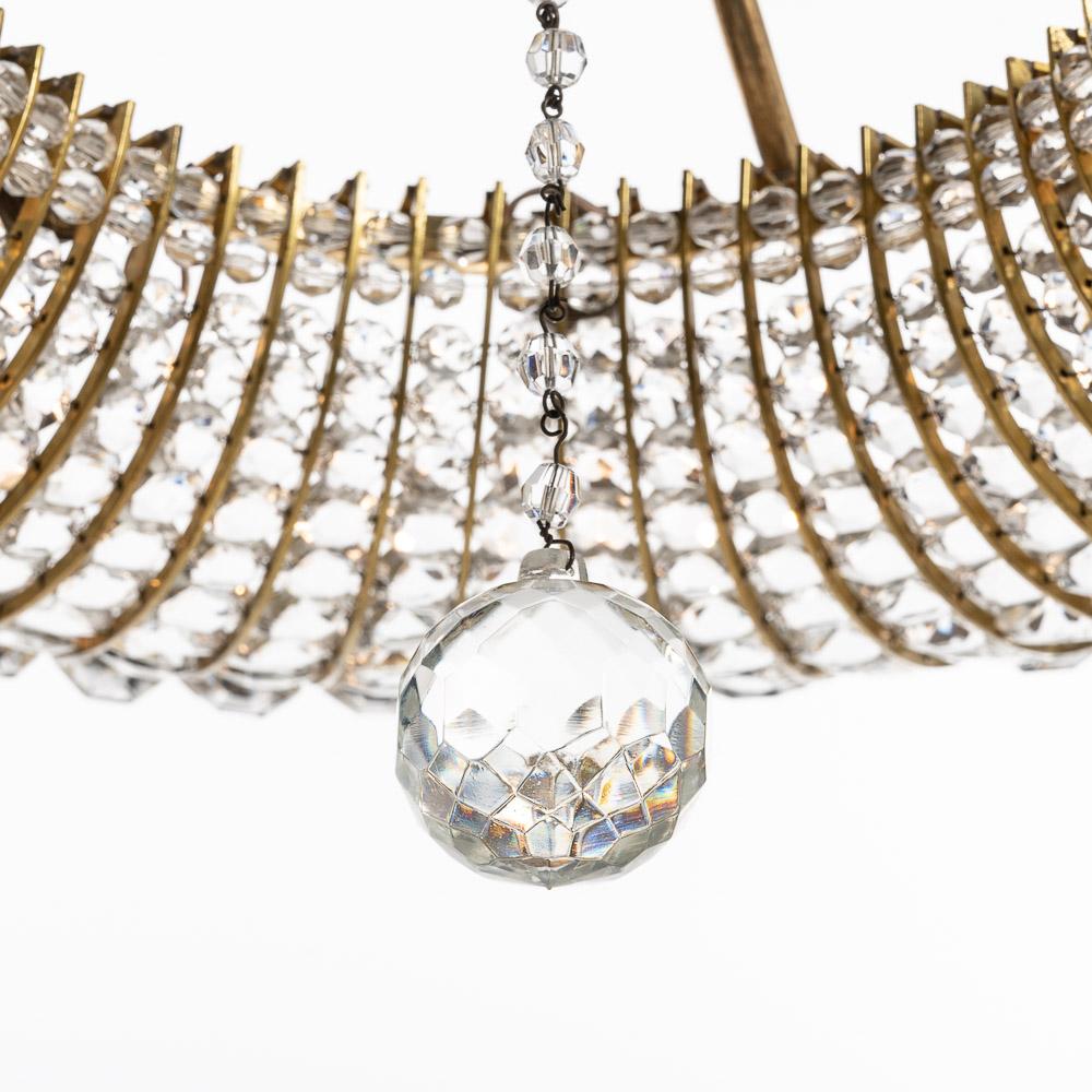 1960s Brass and Crystal Glass Chandelier in the Style of Lobmeyr For Sale 2