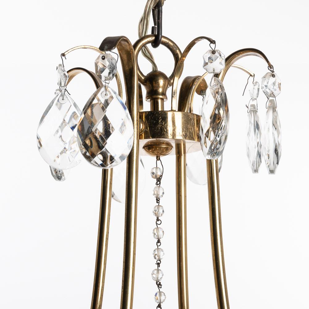 1960s Brass and Crystal Glass Chandelier in the Style of Lobmeyr For Sale 3
