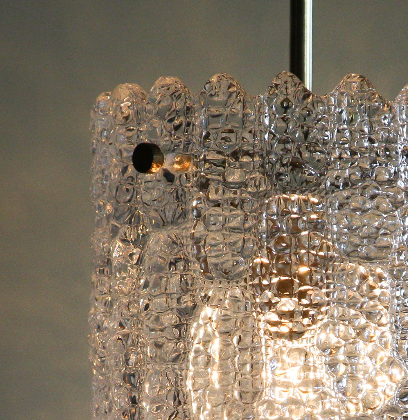 1960s, Brass and Crystal Glass Pendant by Carl Fagerlund for Orrefors In Excellent Condition In Silvolde, Gelderland