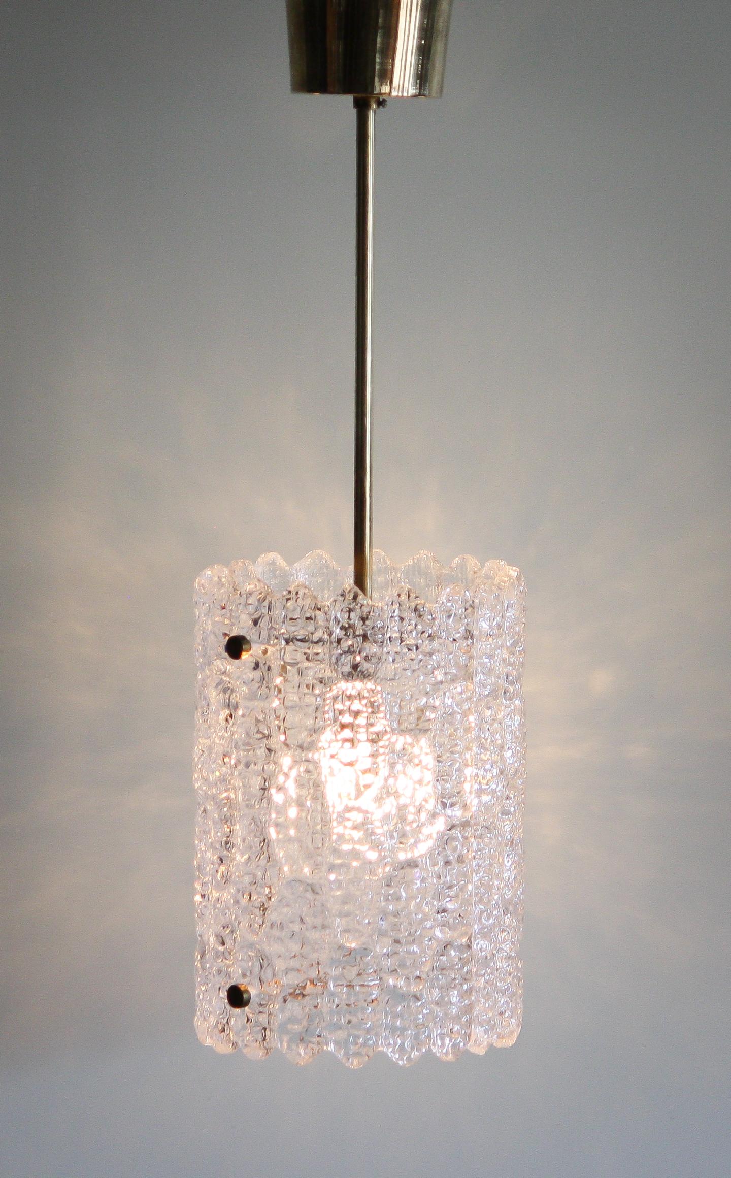 1960s, Brass and Crystal Glass Pendant by Carl Fagerlund for Orrefors In Excellent Condition In Silvolde, Gelderland
