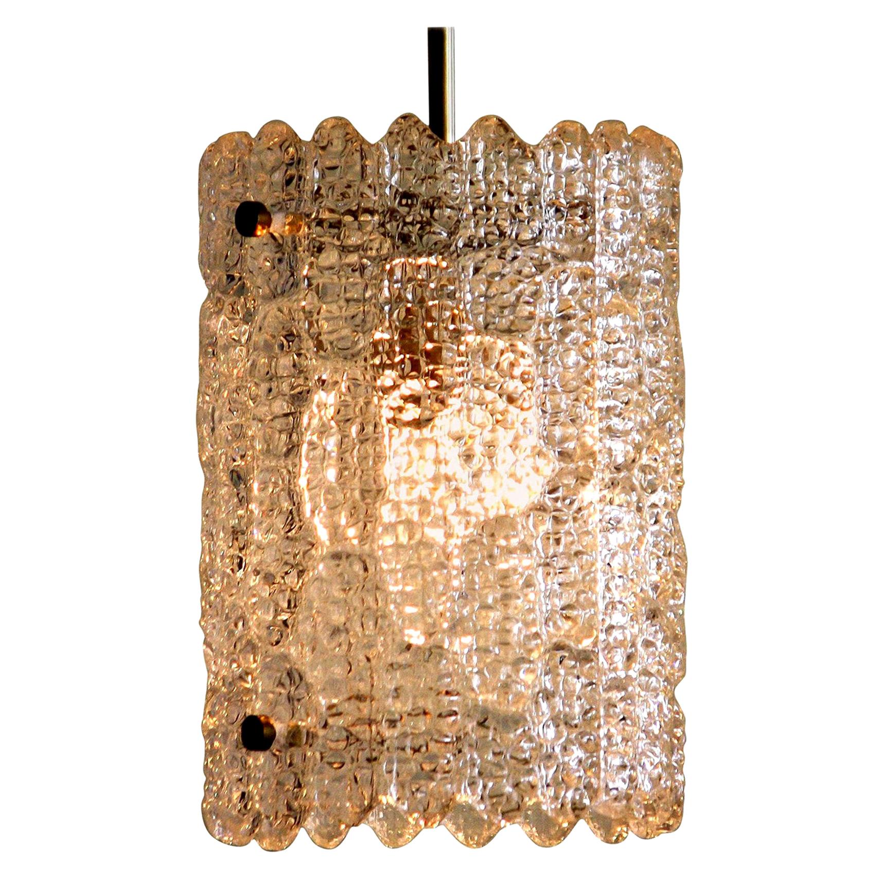 1960s, Brass and Crystal Glass Pendant by Carl Fagerlund for Orrefors