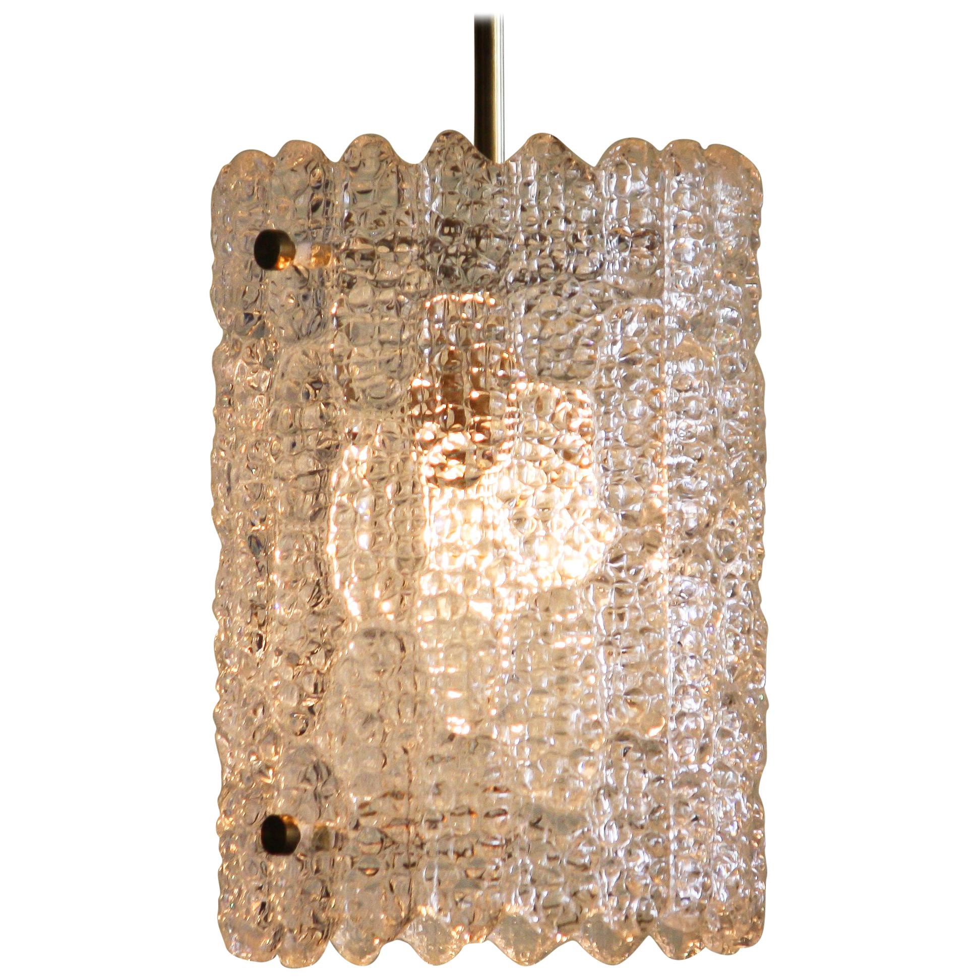 1960s, Brass and Crystal Glass Pendant by Carl Fagerlund for Orrefors