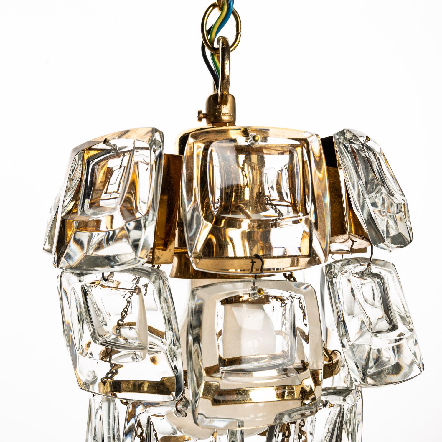 1960s Brass and Crystal Glass Pendant by Palwa For Sale 1