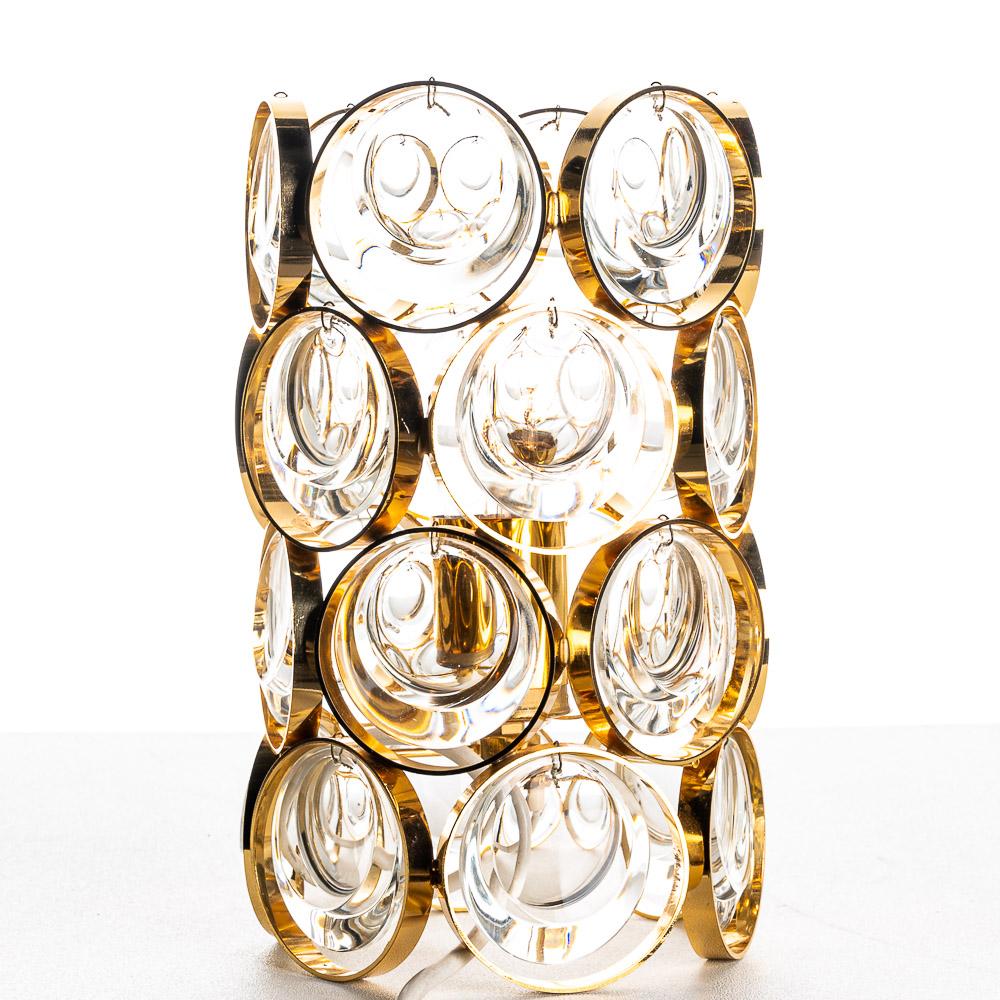 Lámpara de mesa de latón y cristal de los años 60, de Palwa Alemán en venta