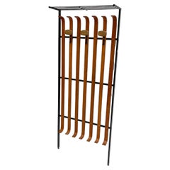 Retro 1960's Brass and Faux Leather Italian Coat Rack