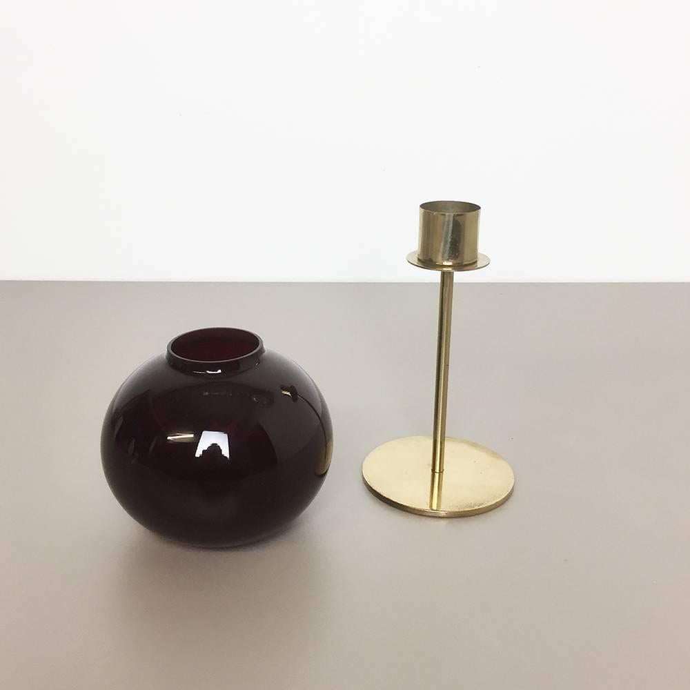 1960s Brass and Glass Candleholder Made by Hans-Agne Jakobsson Ab, Sweden In Good Condition In Kirchlengern, DE