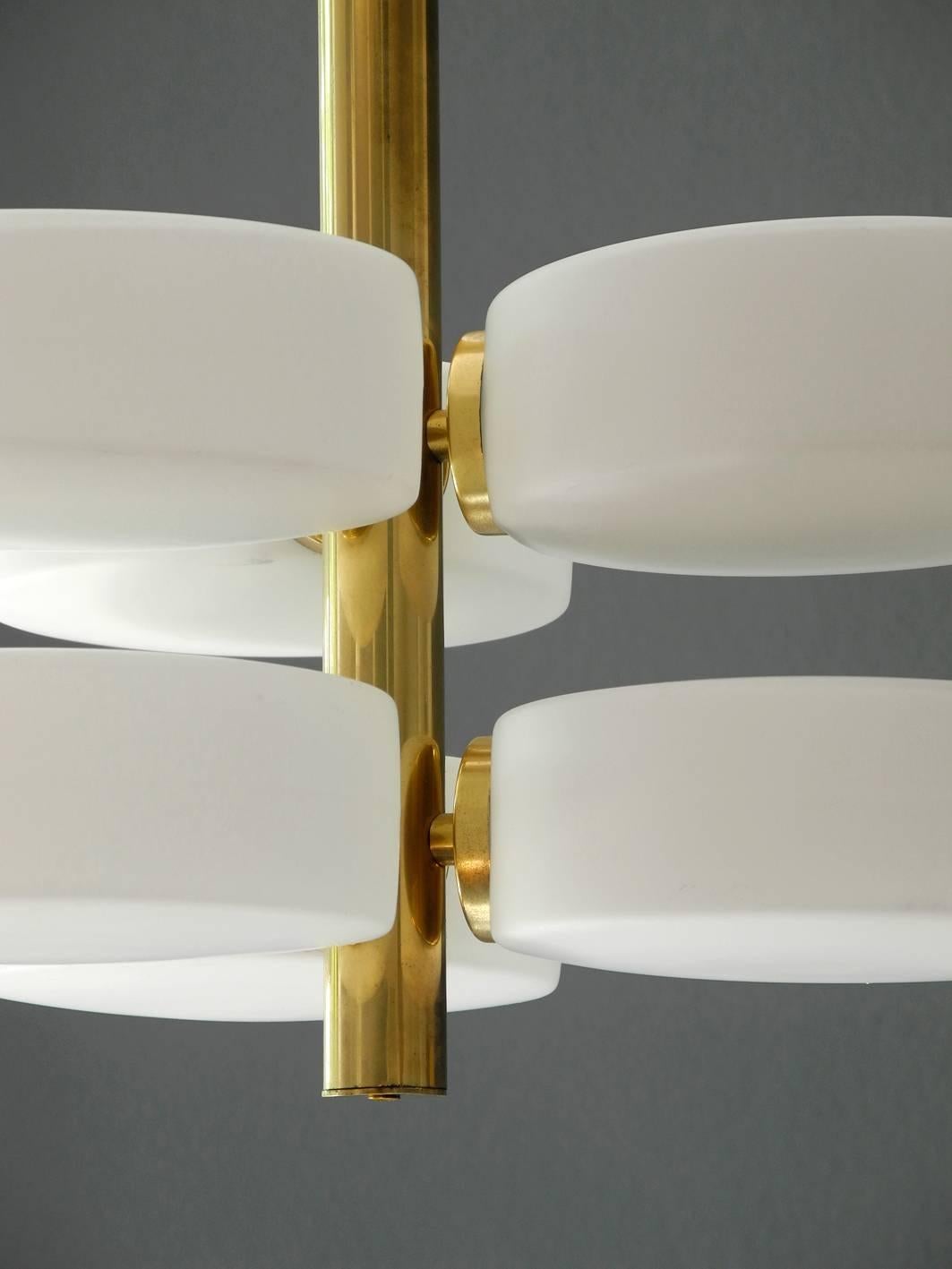 1960s Brass and Glass Ceiling Lamp by Kaiser, Mid-Century Modern, Space Age 5