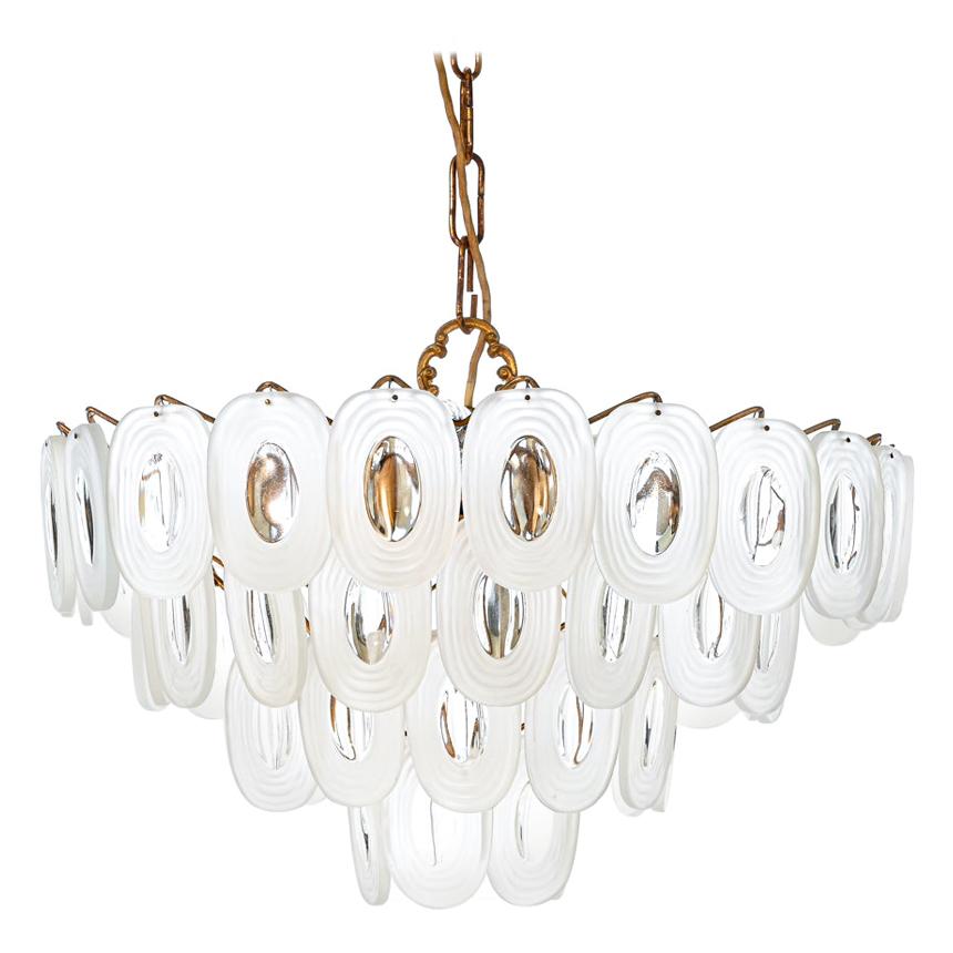 1960s Brass and Glass Chandelier Attributed to Gino Vistosi