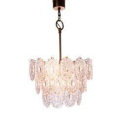 1960's Brass and Glass Chandelier Attributed to Orrefors
