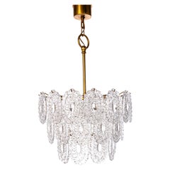 Vintage 1960's Brass and Glass Chandelier Attributed to Orrefors