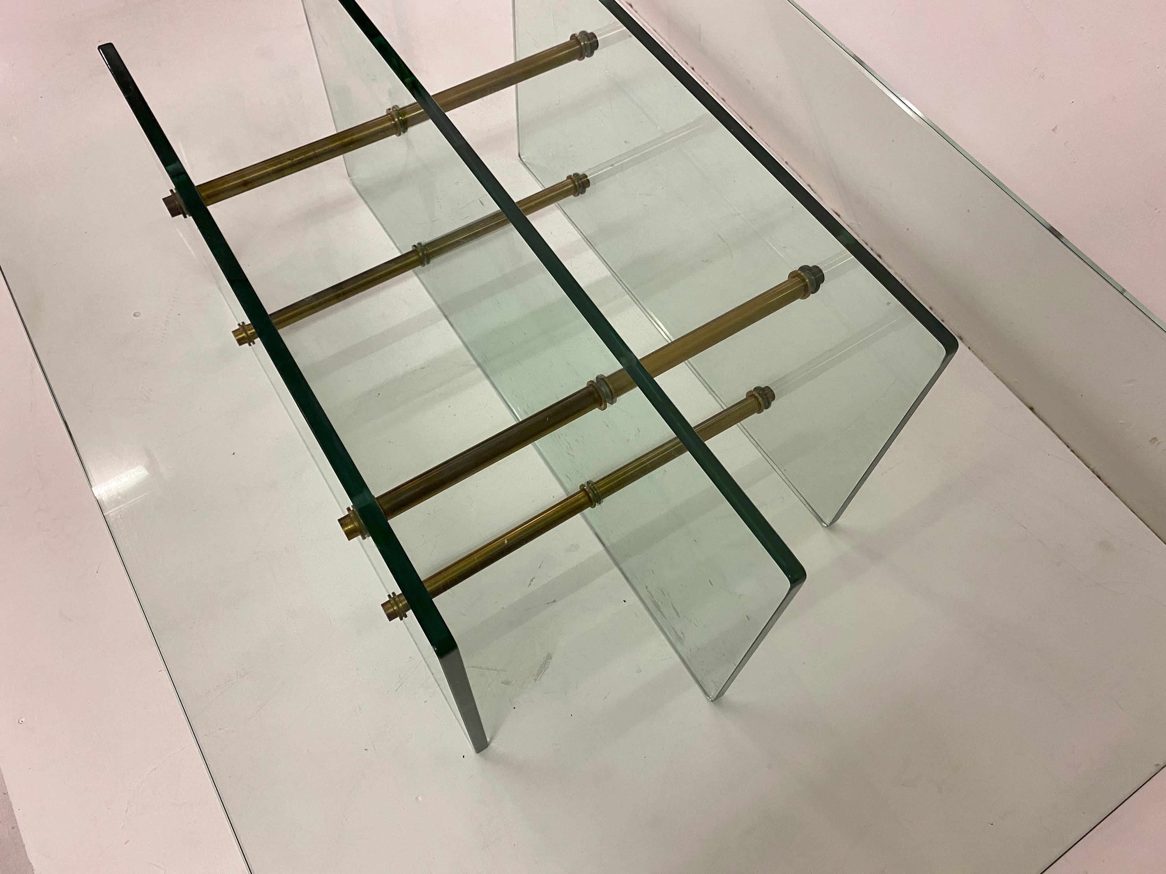 1960s Brass and Glass Coffee Table Attributed to Fontana Arte For Sale 6