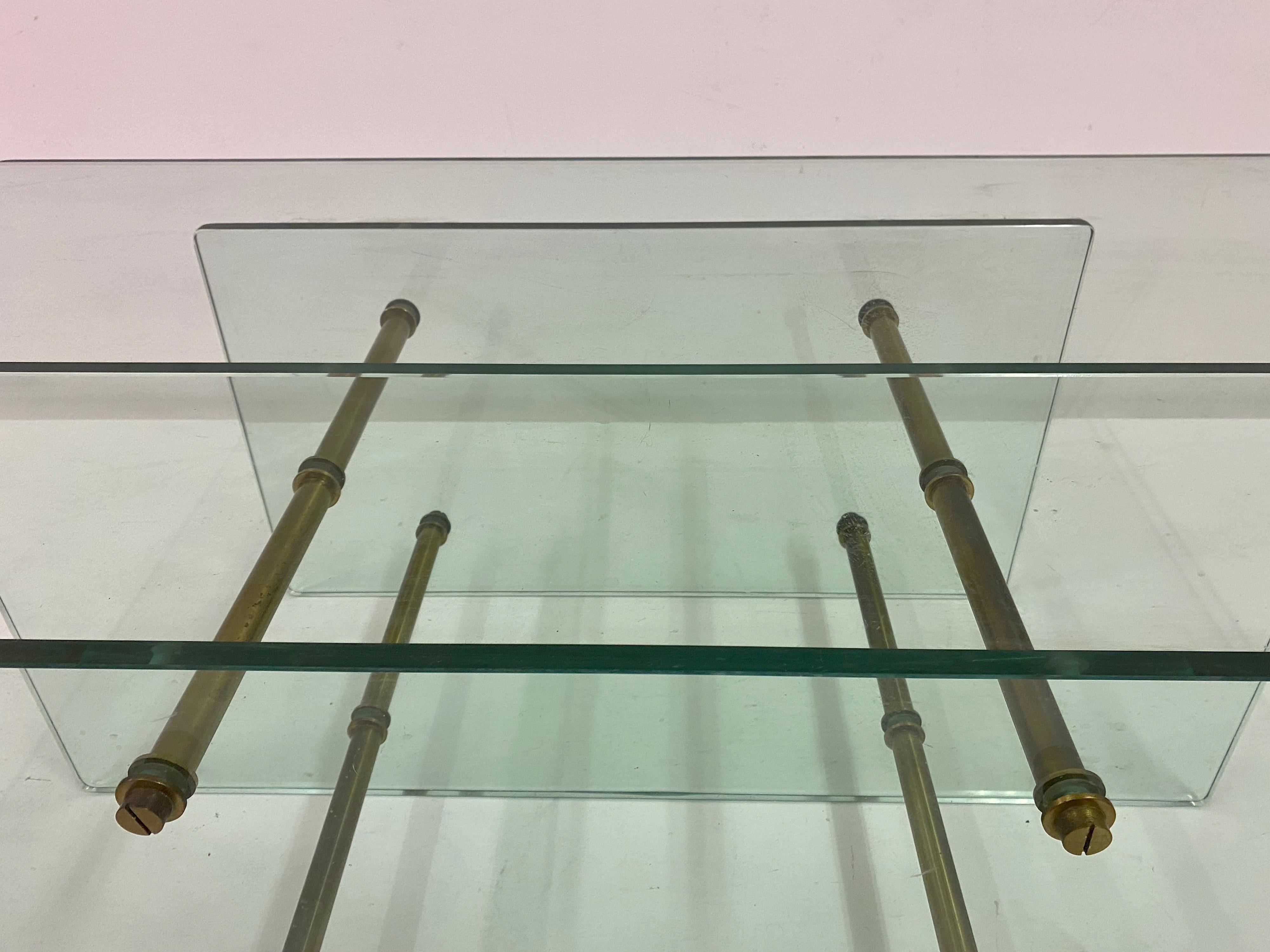 1960s Brass and Glass Coffee Table Attributed to Fontana Arte For Sale 3