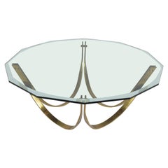 1960's Brass & Glass Coffee Table by Roger Sprunger Produced by Dunbar