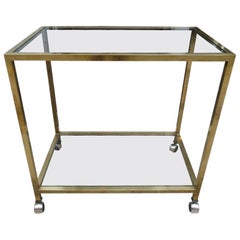 1960s Brass and Glass Cube Trolley Table