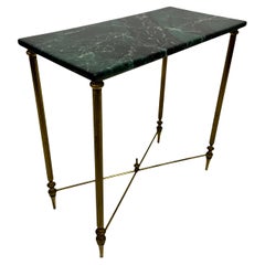 1960s Brass and Green Faux Marble Side Table