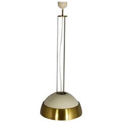 1960s Brass and Metal Pendant Light by Napako