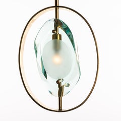 Lampe à suspension en laiton et verre de Murano des années 1960 par Max Ingrand pour Fontana Arte