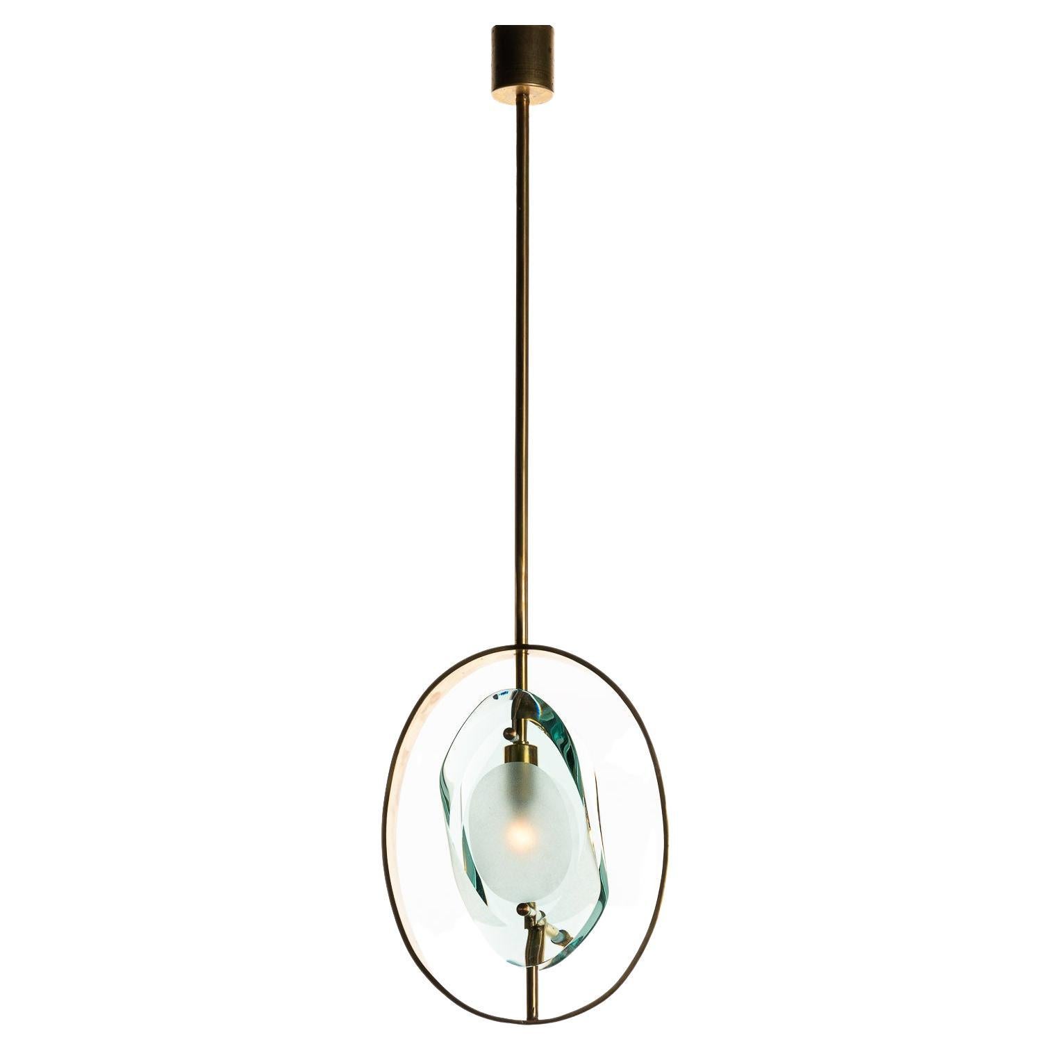 1960's Brass and Murano Glass Pendant by Max Ingrand for Fontana Arte